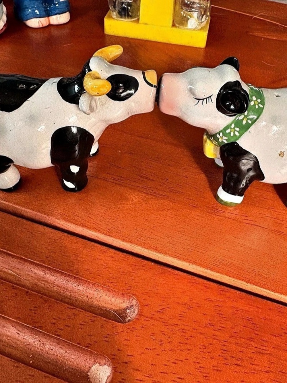 Floral Pig Salt & Pepper Shaker Set – Magnetic Kissing Pigs